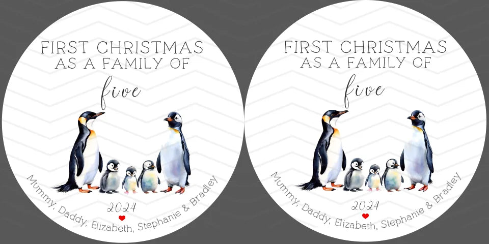 Daddy and me Christmas penguin bauble back and front