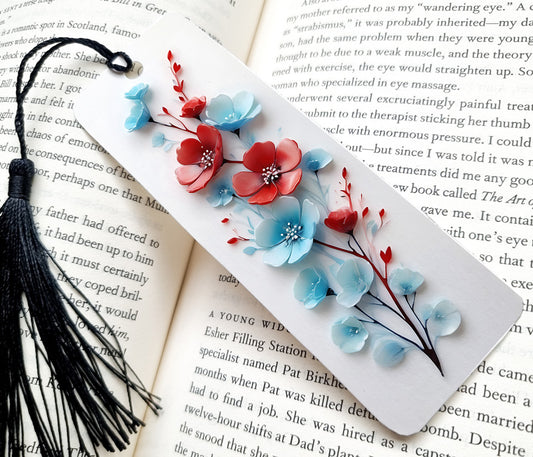 A collection of vibrant alcohol ink bookmarks with floral designs, displayed in various colors to showcase the variety available to book lovers.