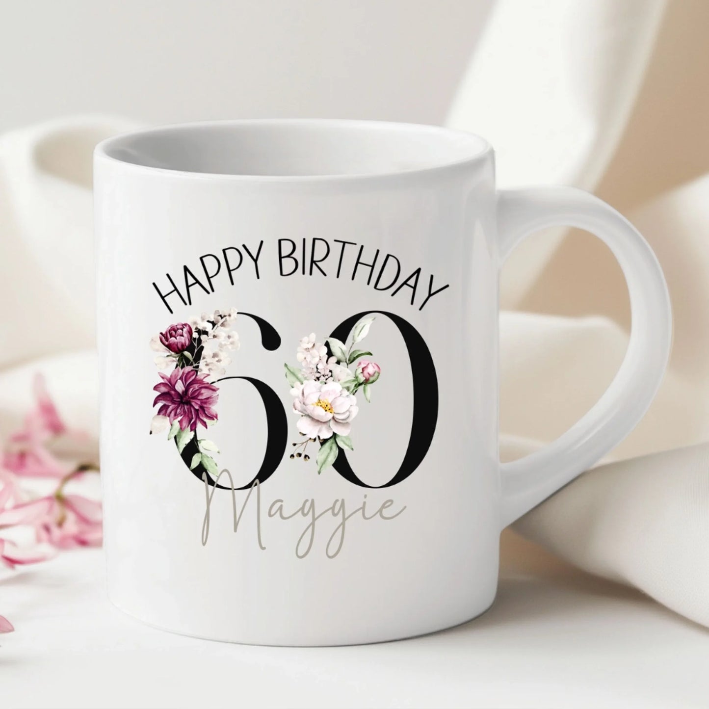 Floral Personalised milestone mug for women or men