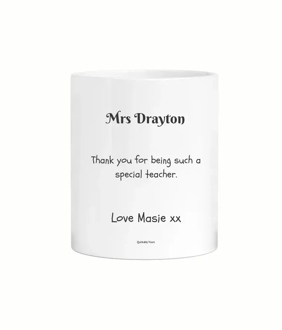 Personalised mug for teacher present with tarot card design