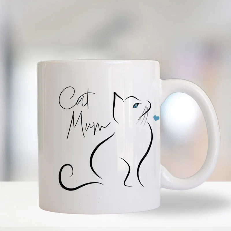 Cat Mug with Elegant Script “Cat Mum, Dad, Gran, Lover” – Gift for Cat Lovers UK