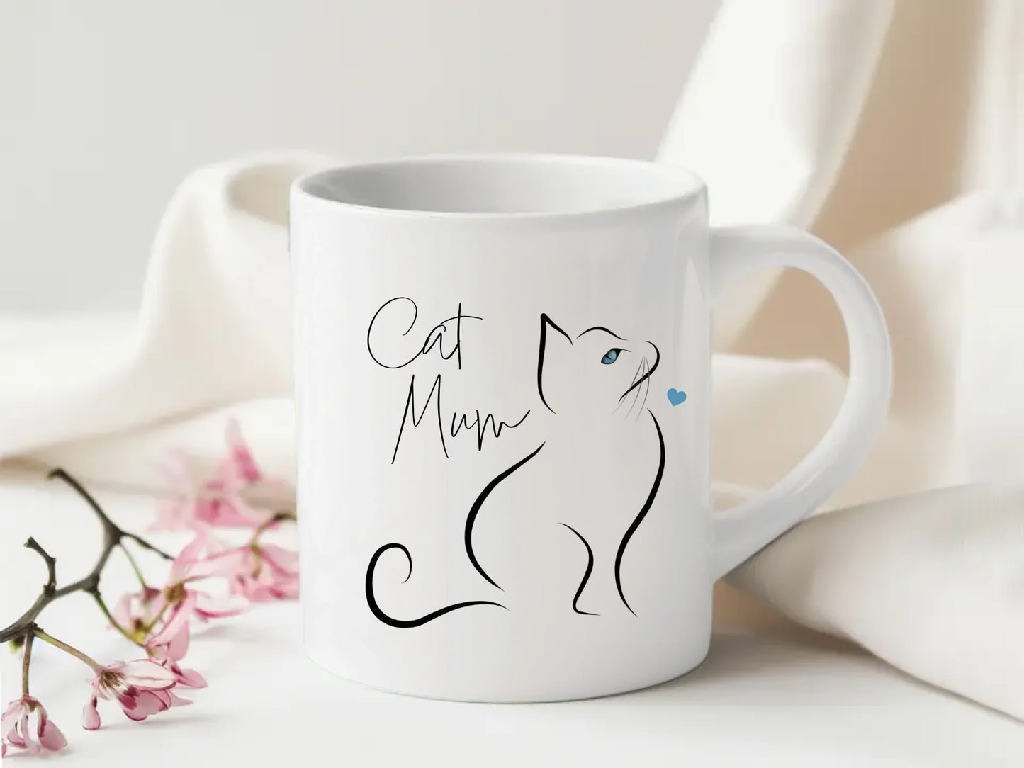 Cat Mug with Elegant Script “Cat Mum, Dad, Gran, Lover” – Gift for Cat Lovers UK