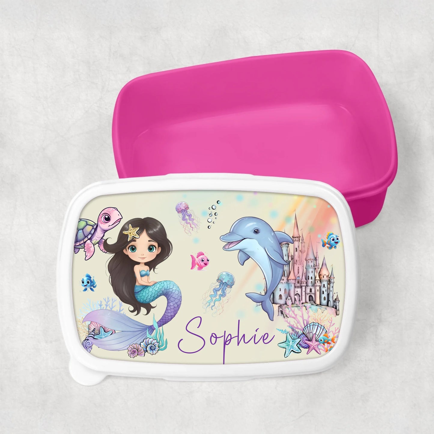 Mermaid lunchbox personalised with name