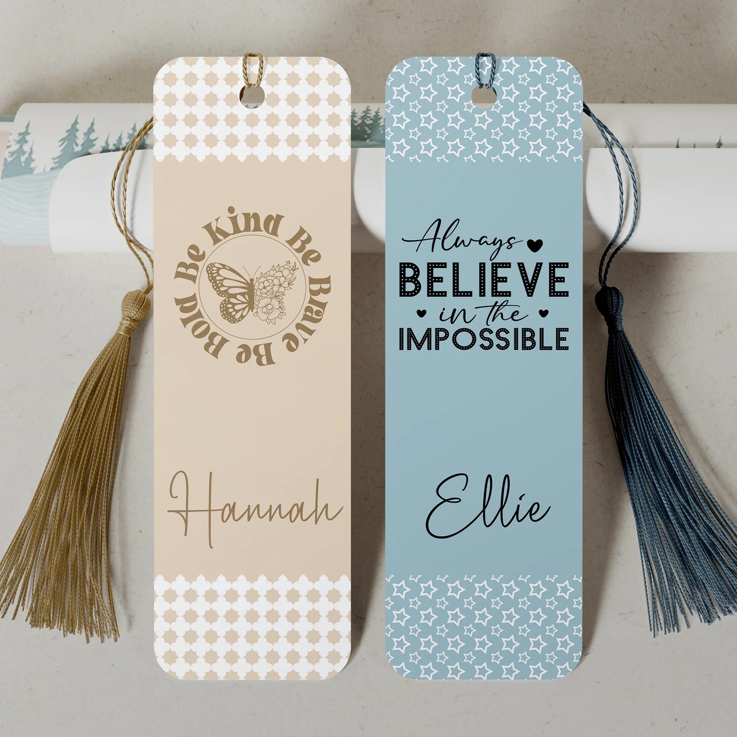 Personalised Pattern & Quote Bookmark – Custom Colours, Stripes, Spots or Stars
