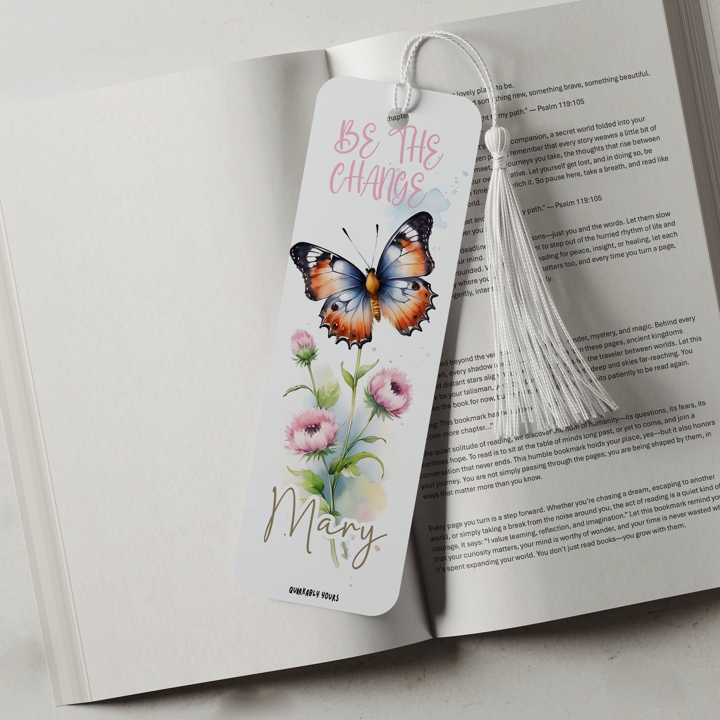 Personalised Inspirational Butterfly & Flowers Bookmark