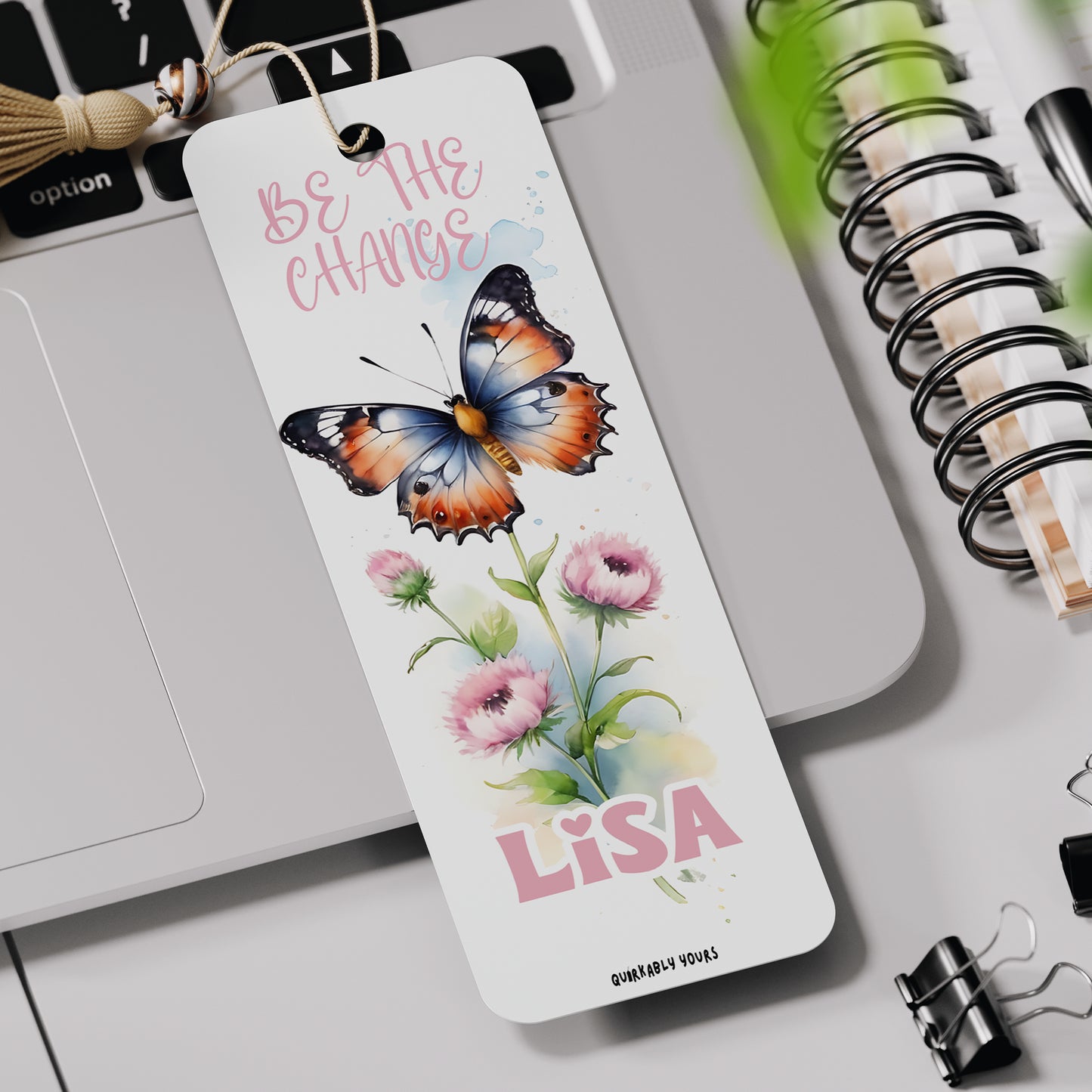 Personalised Inspirational Butterfly & Flowers Bookmark