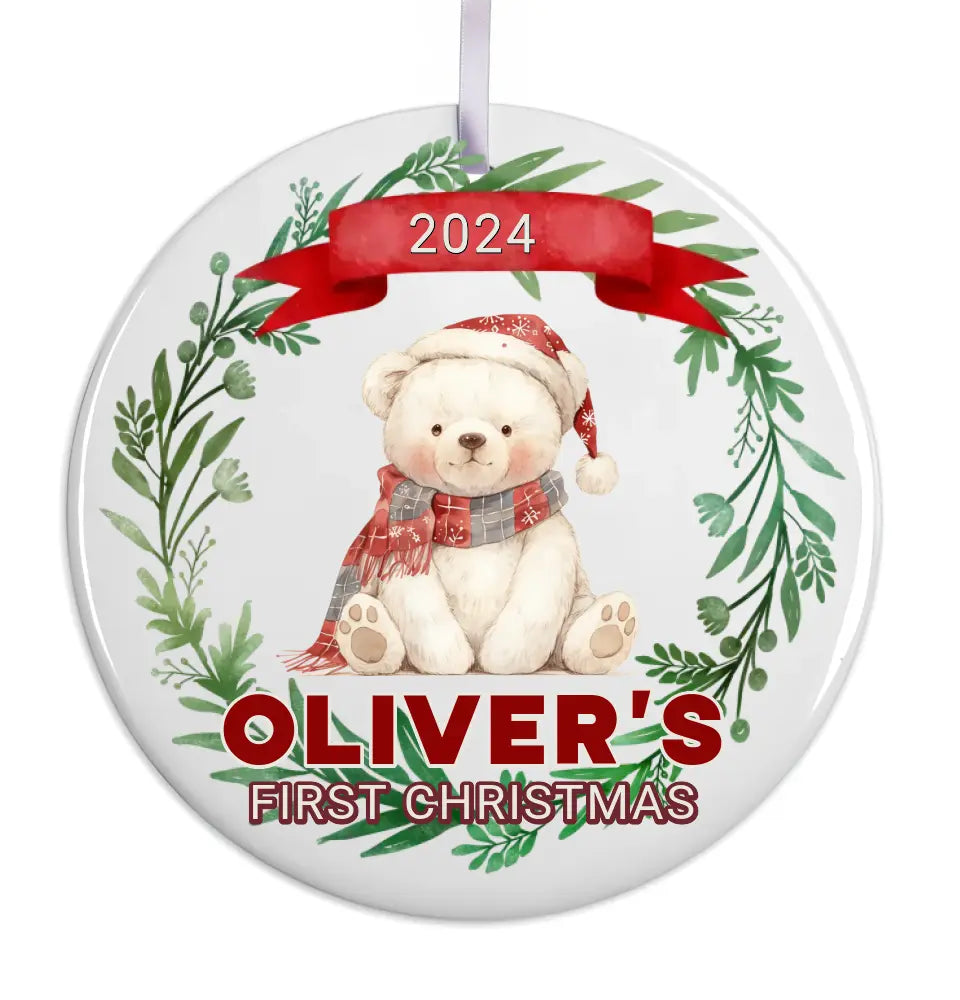 Ceramic Christmas bauble for baby’s first Christmas