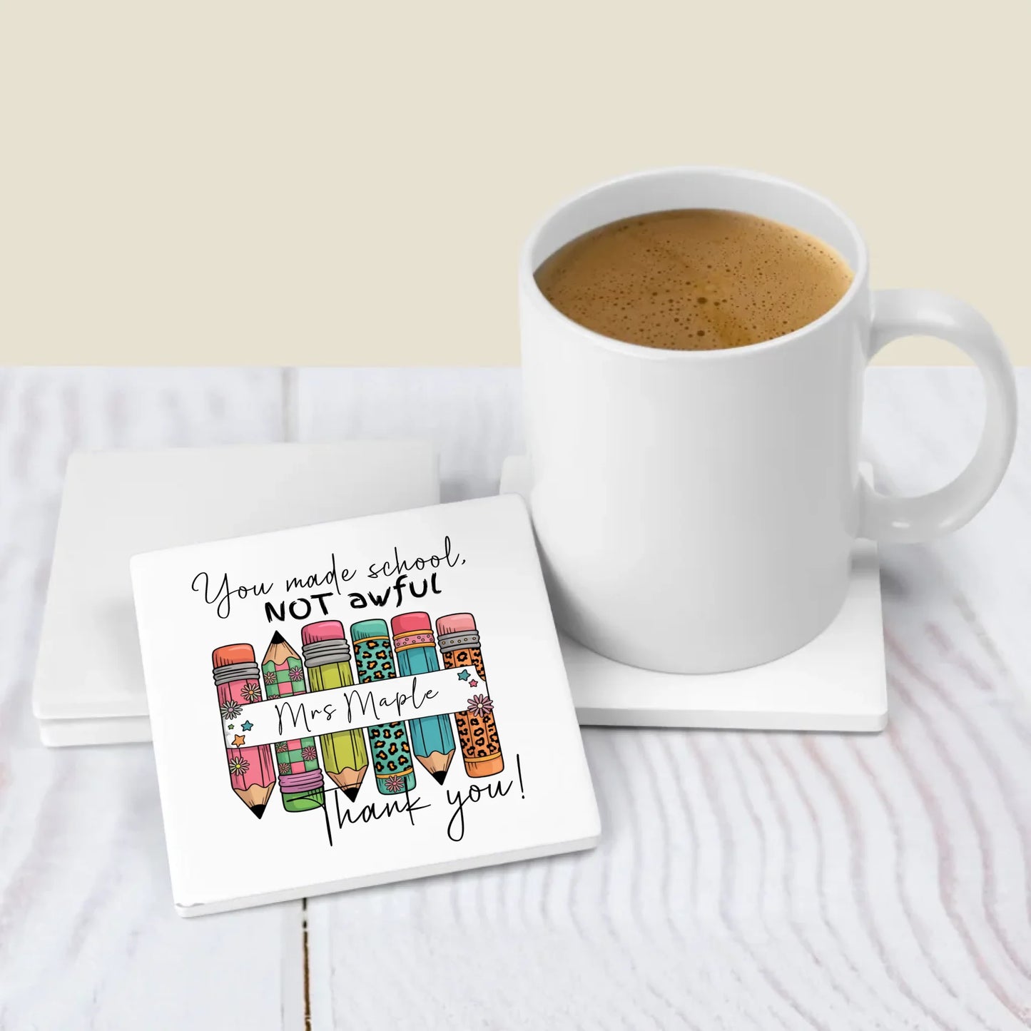Personalised end-of-term gift coaster for best teacher ever