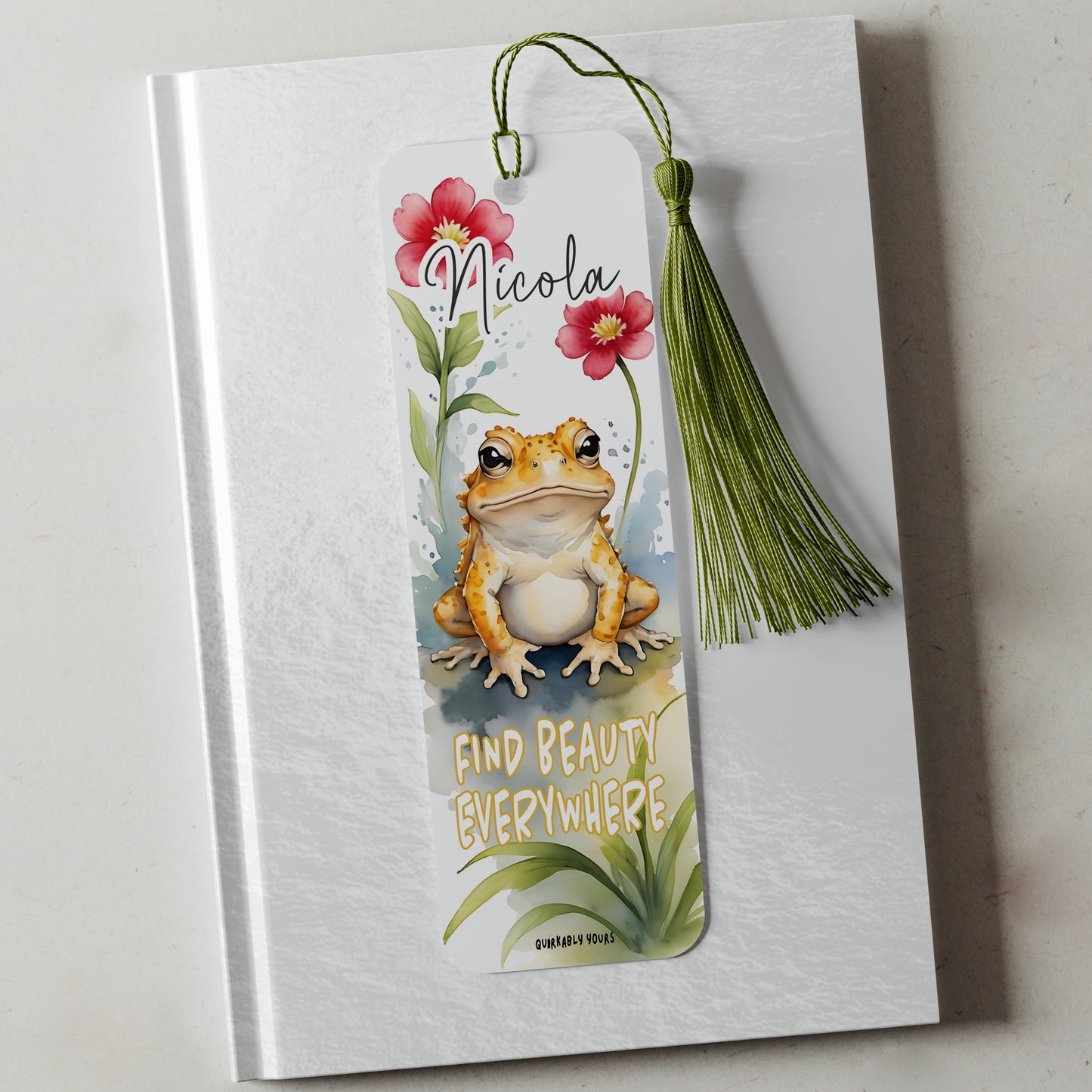 Personalised Frog “Find Beauty Everywhere” Bookmark