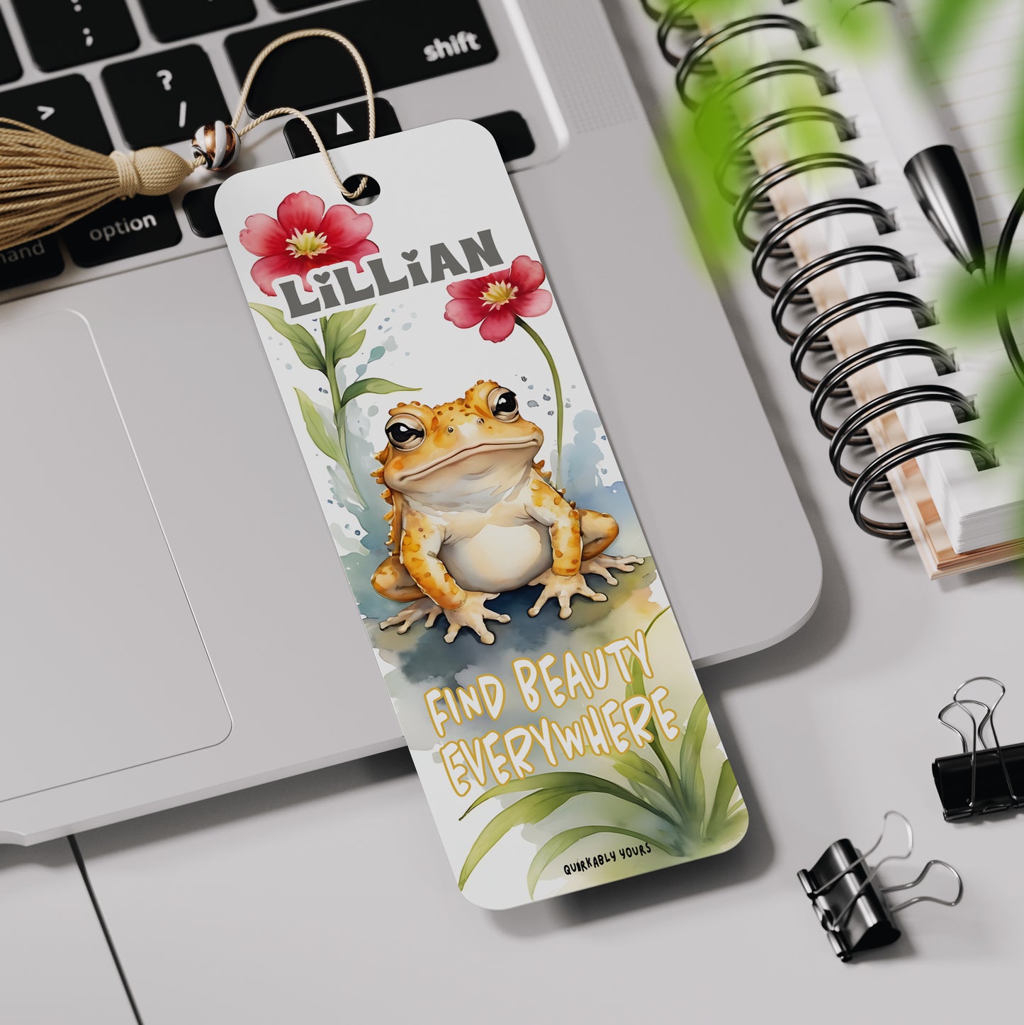 Personalised Frog “Find Beauty Everywhere” Bookmark