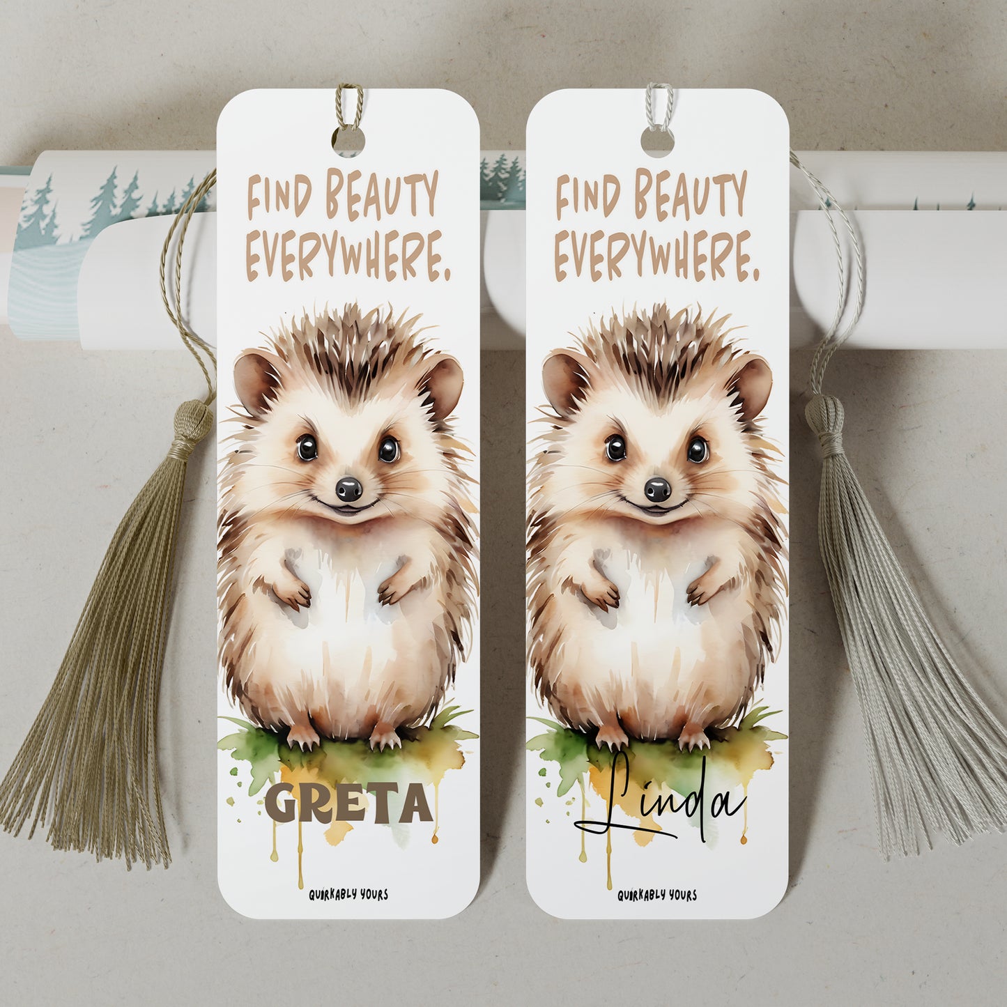 Find Beauty Everywhere Hedgehog Bookmark – Cute Gift for Book Lovers