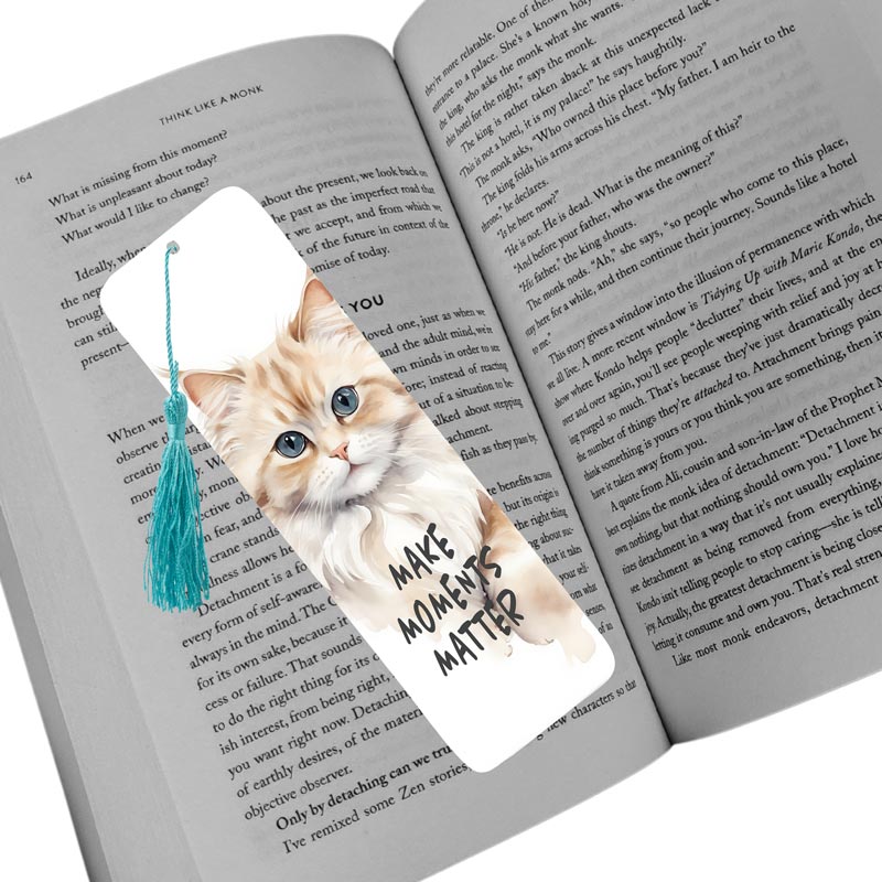 Regal White and Ginger Cat "Make Moments Matter" Bookmark