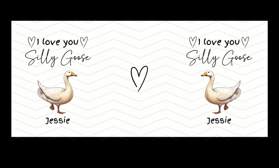 I Love You Silly Goose cute mug with hearts