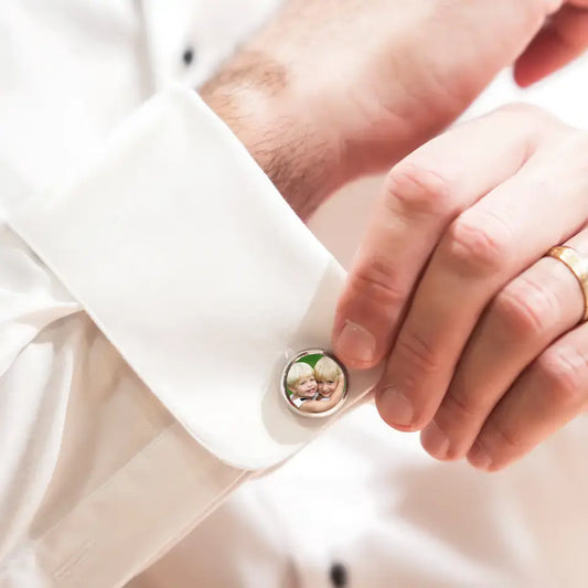 Personalised cufflinks with different photos on each