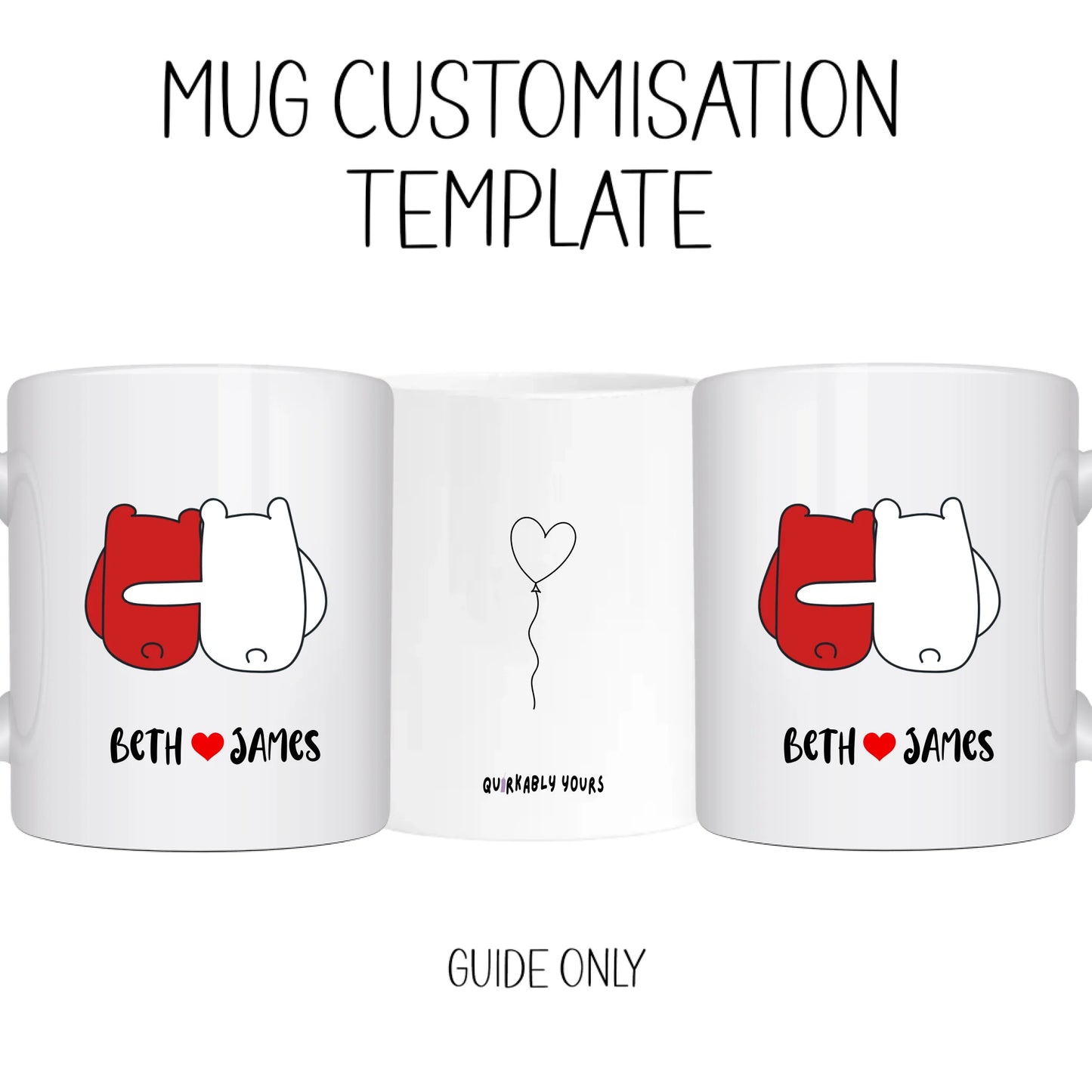 Mug Customisation template for I love you mug for him and her