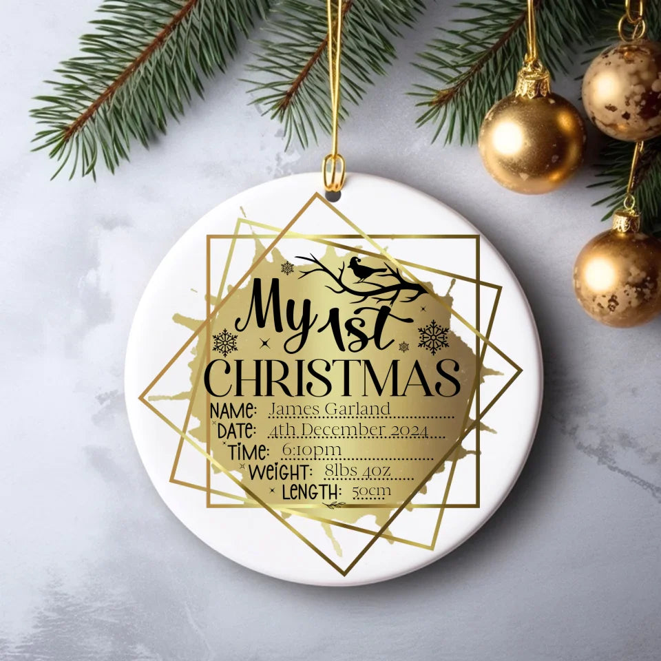 Personalised new baby Christmas tree decoration