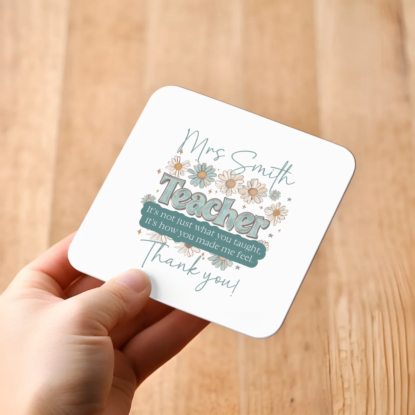 pastel-daisy-personalised-coaster school-gift