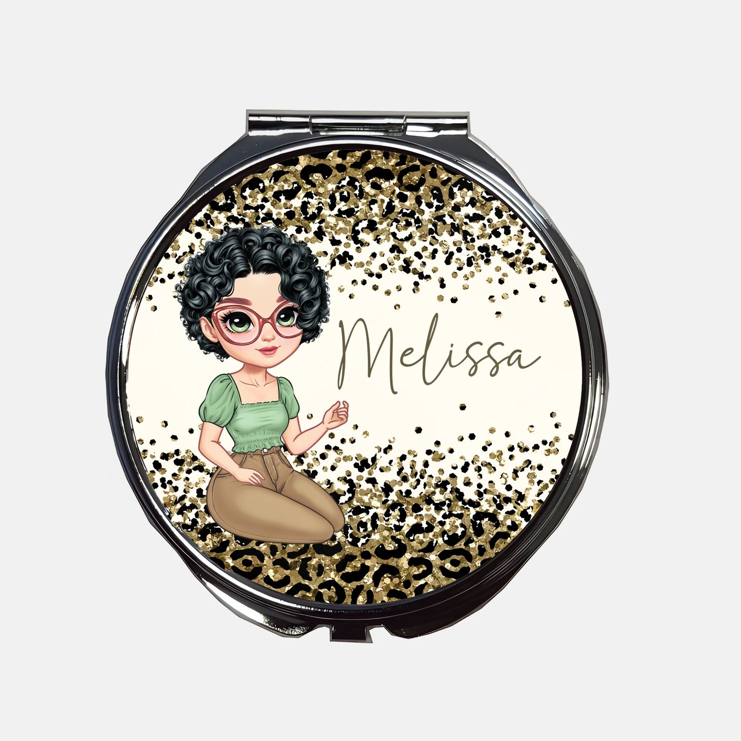female character leopard mirror
