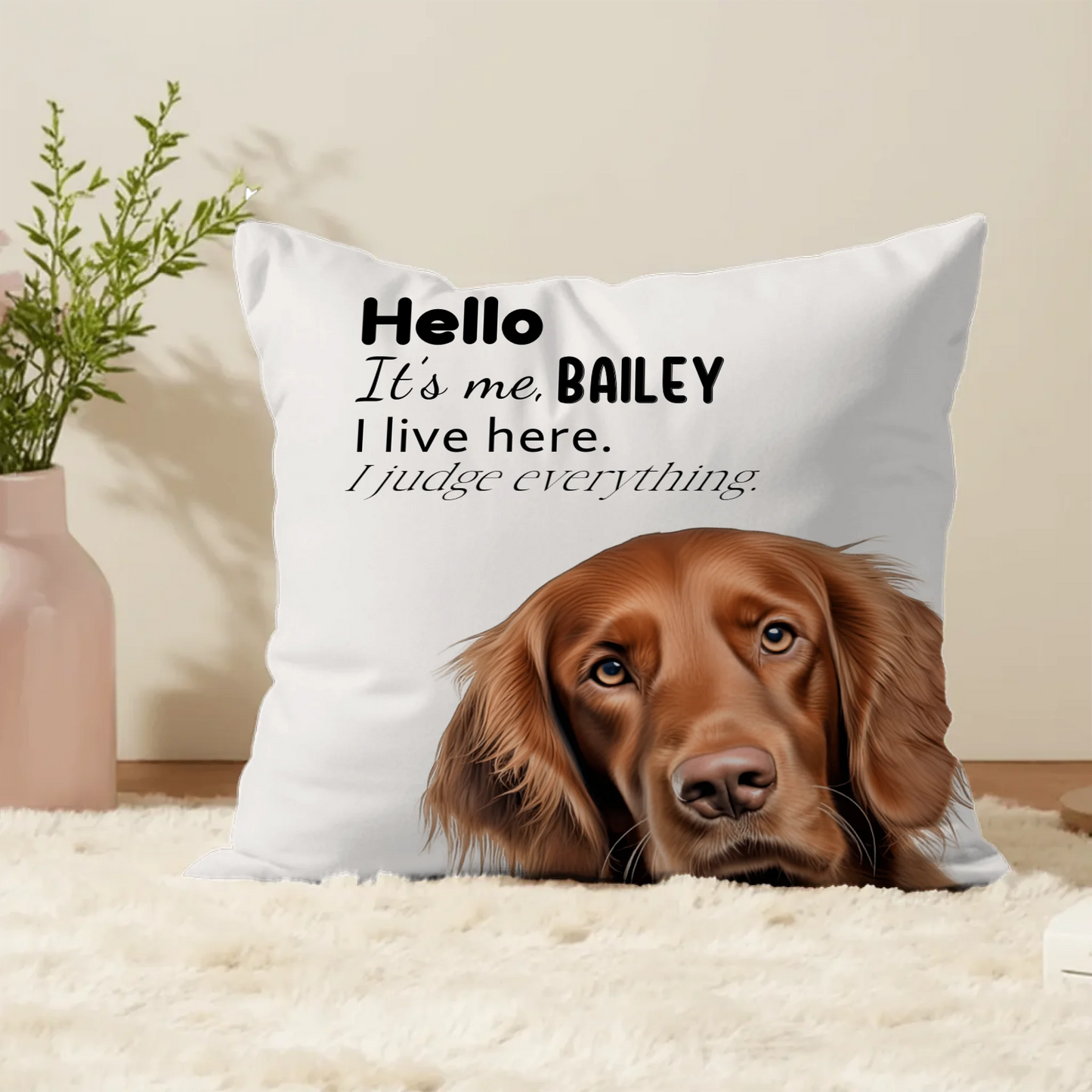 Pillow - Square - Custom photo dog print