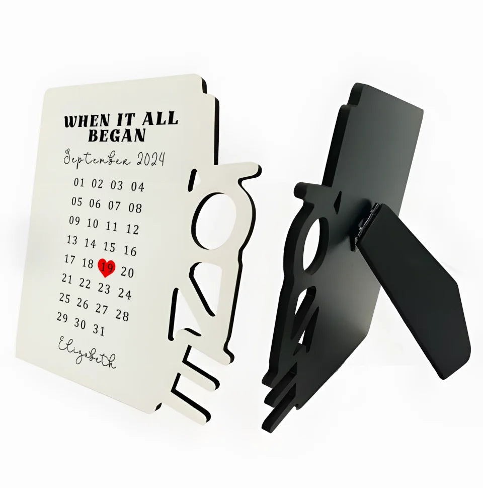 Special day calendar frame gift with love heart marker