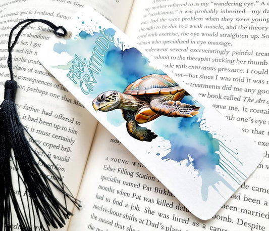 Serene Turtle "Feel Gratitude" Bookmark