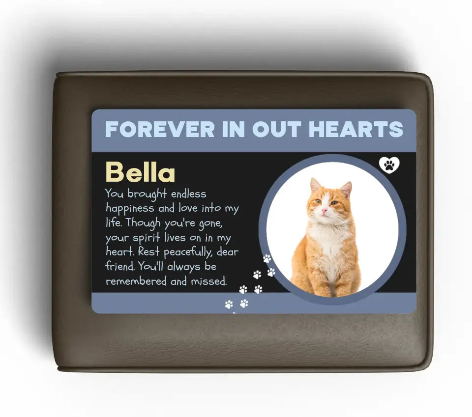 Upload a photo of you cat memorial card on a wallet