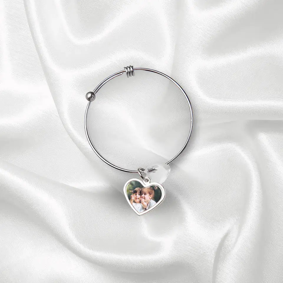Add Photo Bracelet with Crystal Heart Charm