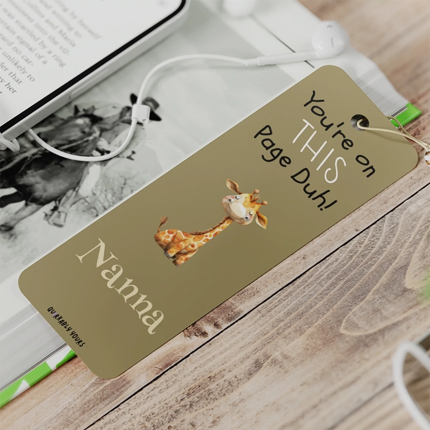 Custom name funny bookmark for book lovers with rounded edges and tassel
