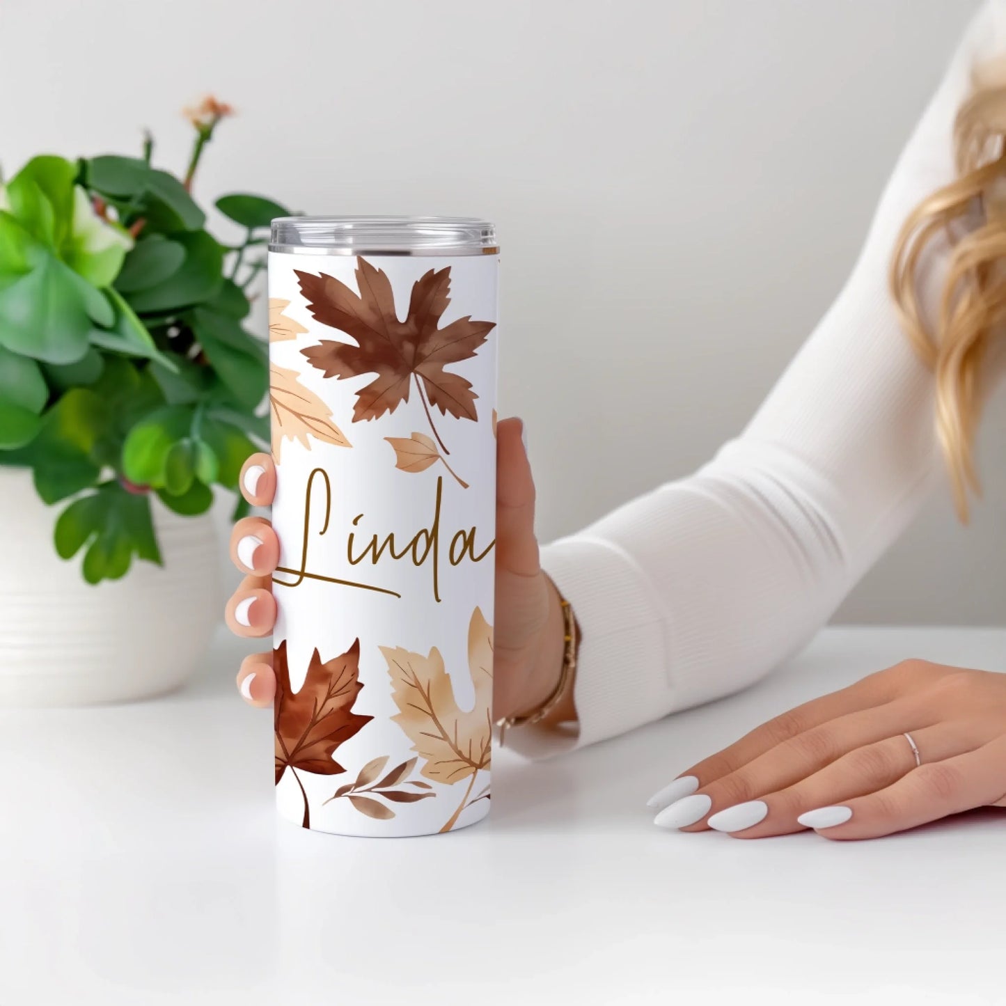Leaf Tumbler Autumn present idea for birthdays or Christmas