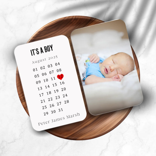 Baby birth date wallet card present