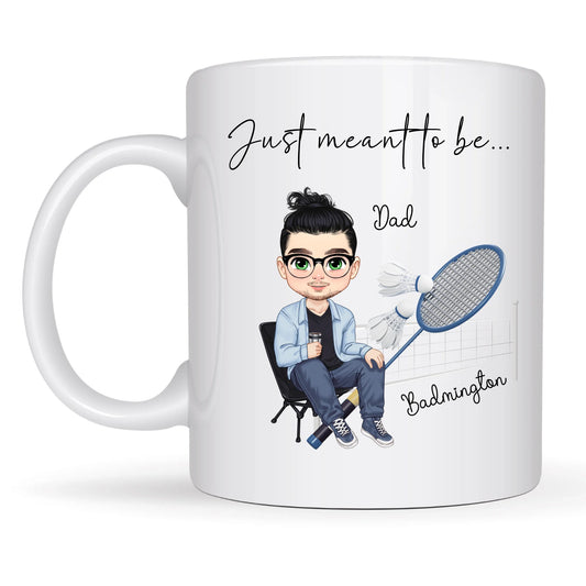 badminton player mug with chibi character
