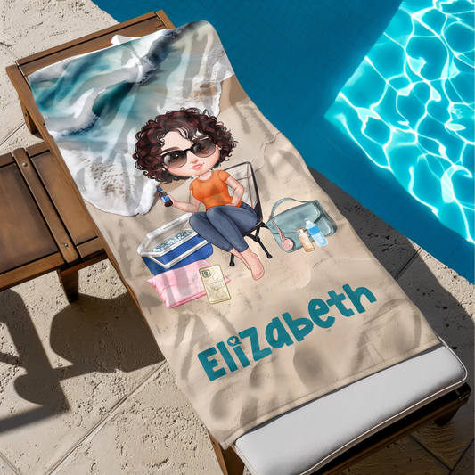 Beach towel for women with name