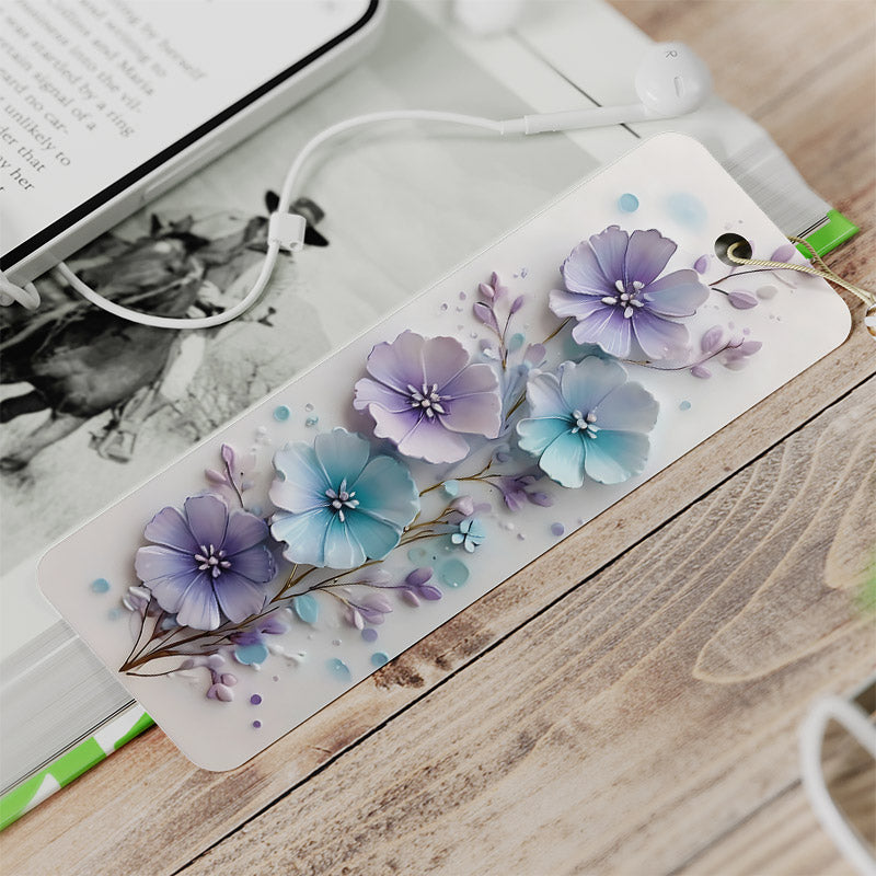 Blue and Purple delicate flower three dimension bookmark gift
