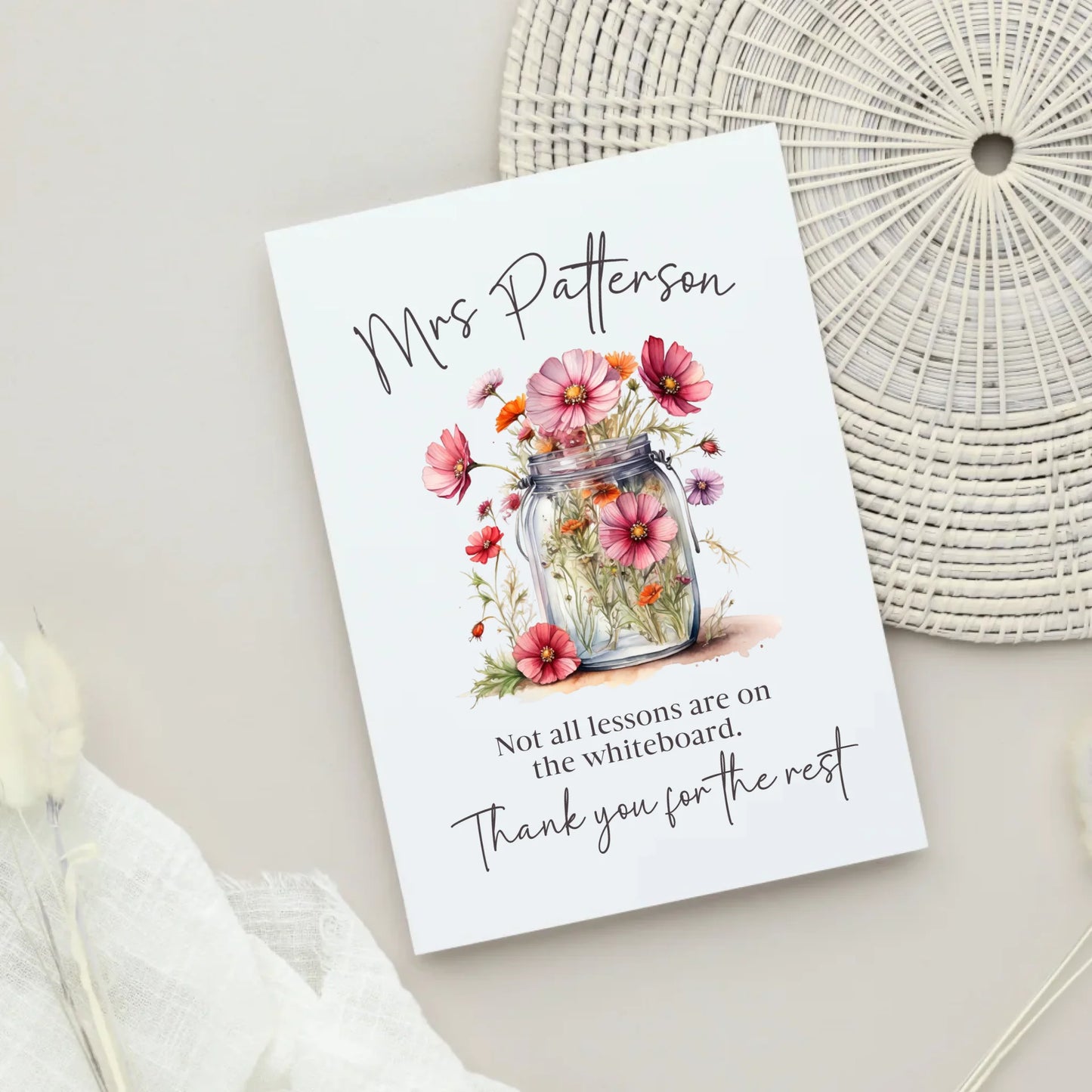 teacher leaving card with quote