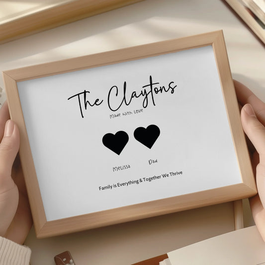 Mum black heart personalised print