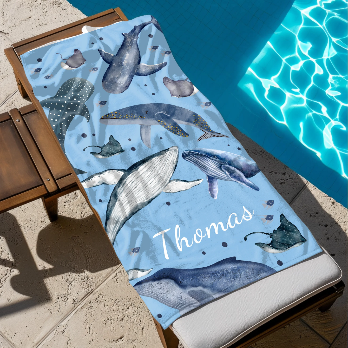 Custom kids towel with ocean design