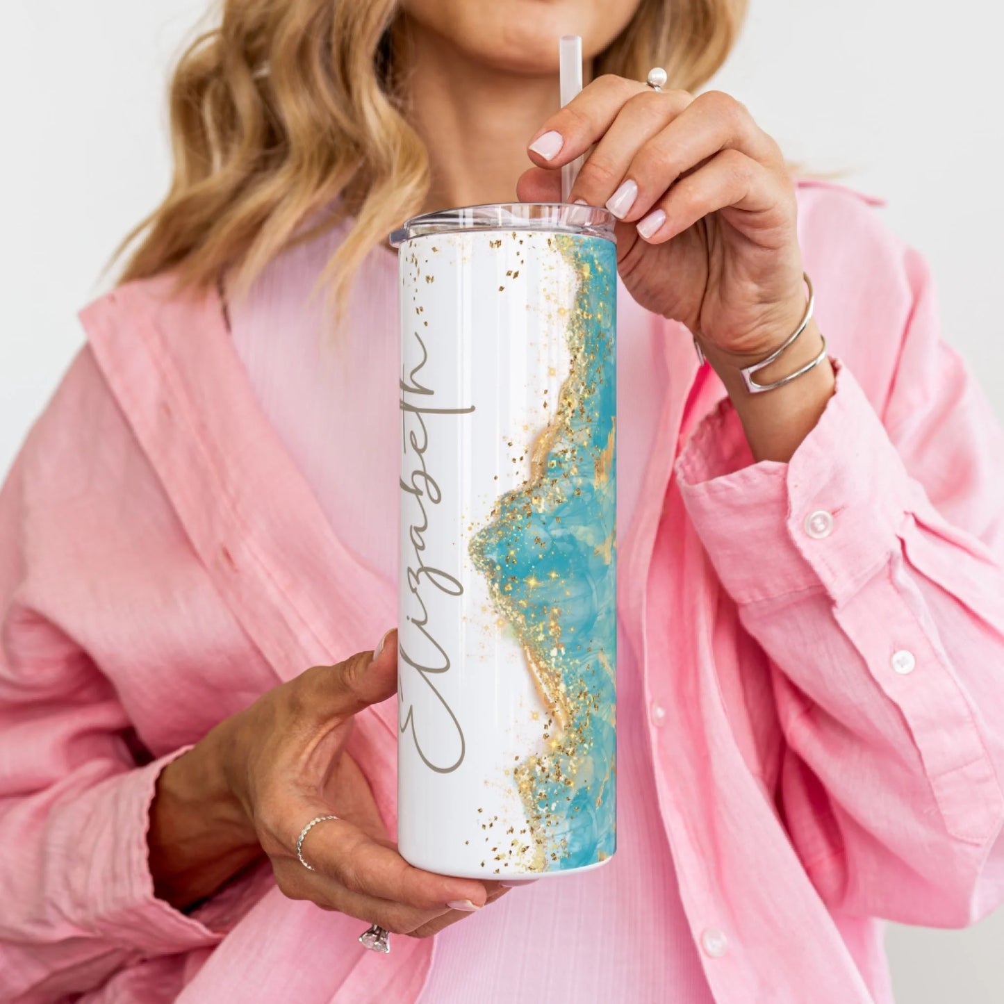 Geode pattern tumbler with custom name