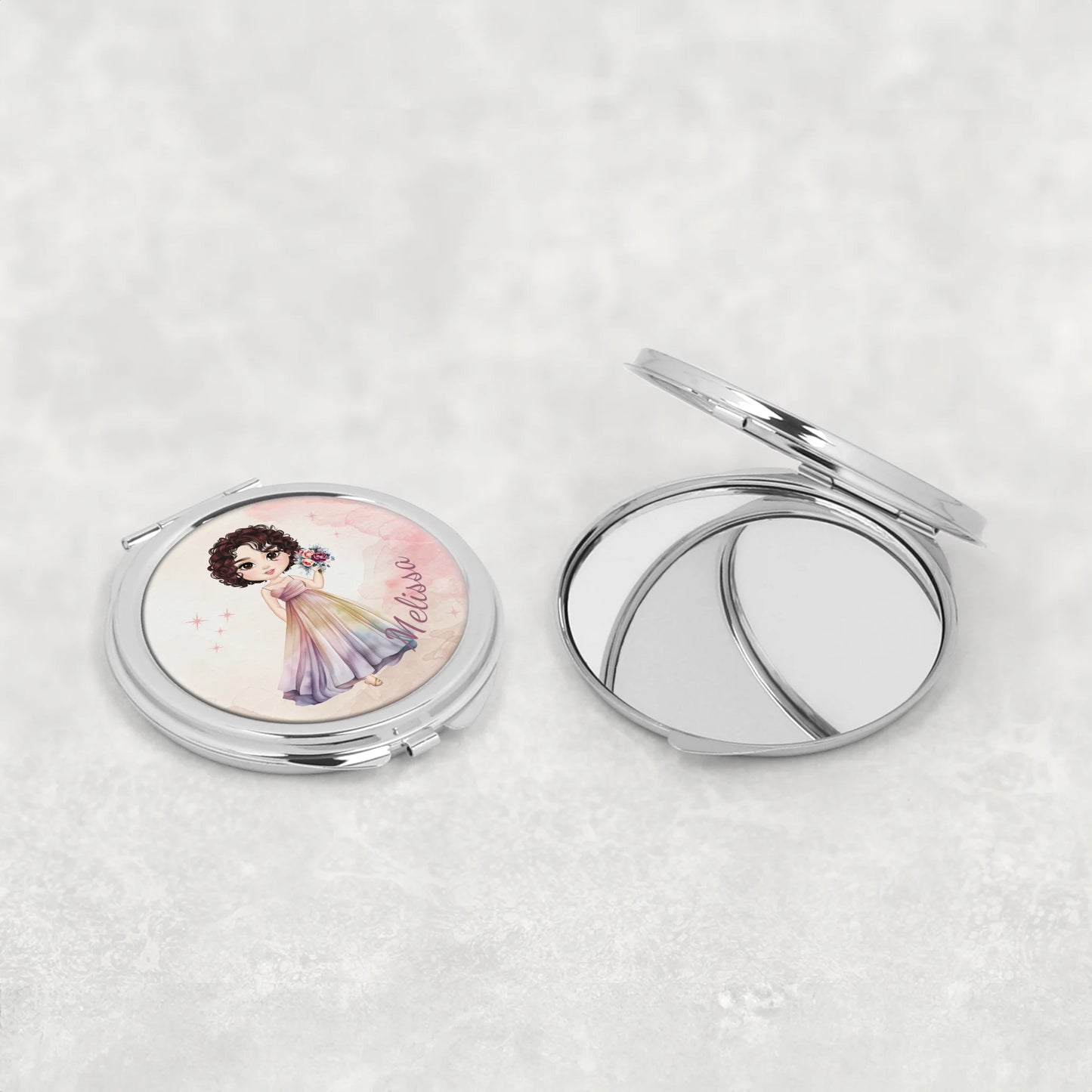 Personalised cartoon character compact mirror