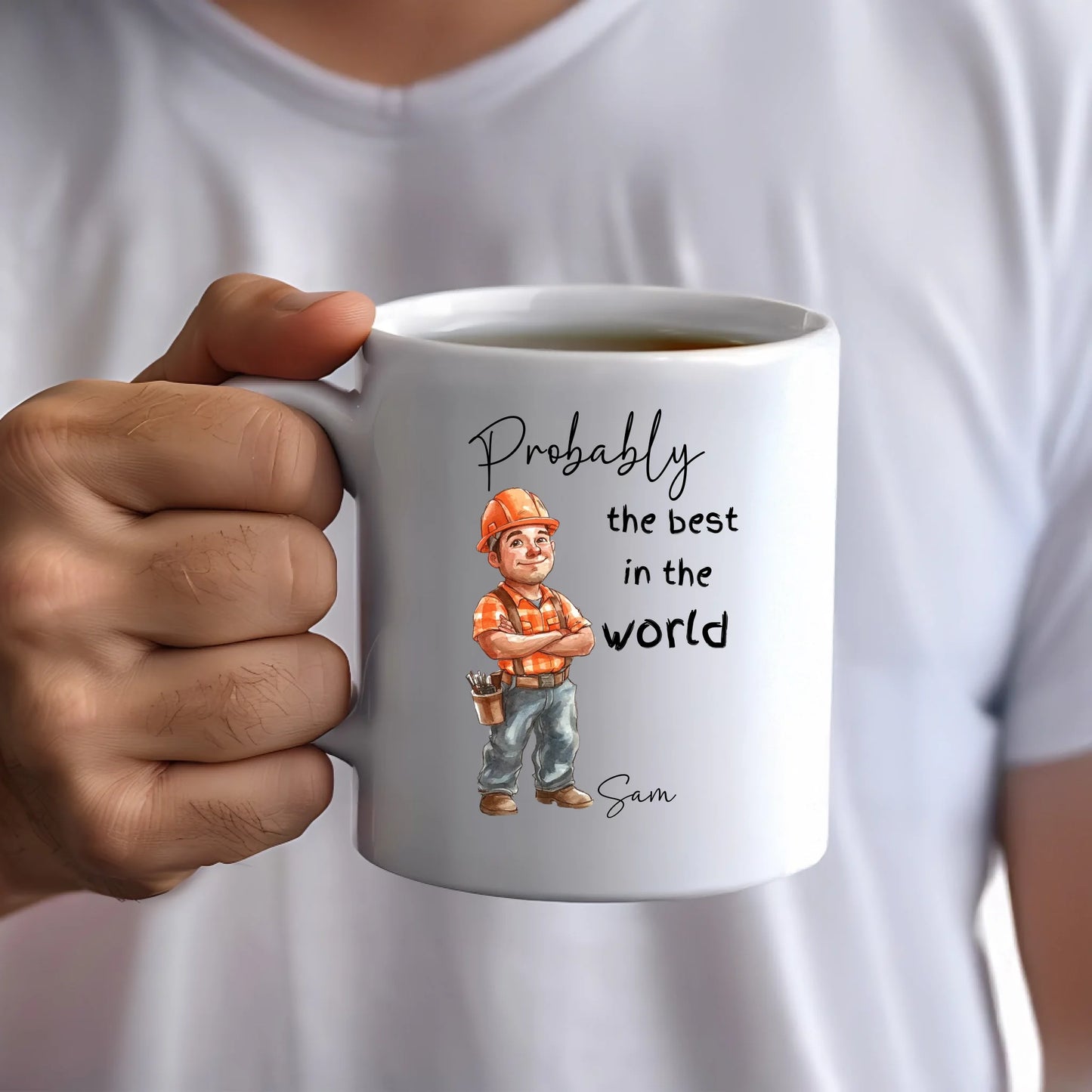 Builder mug with name customisation – perfect gift for builders