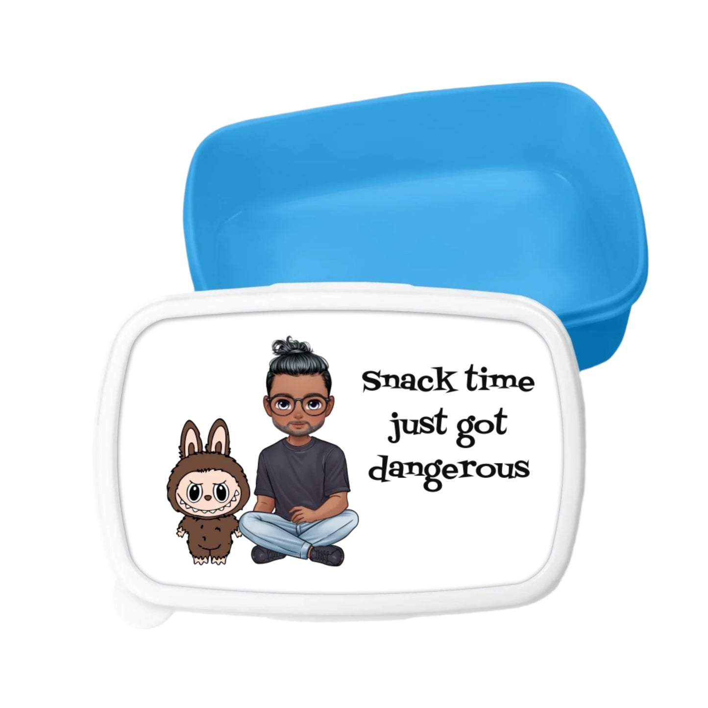 blue personalised lunch box