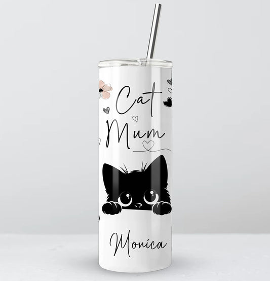 Custom cat dad hot drinks cup with name