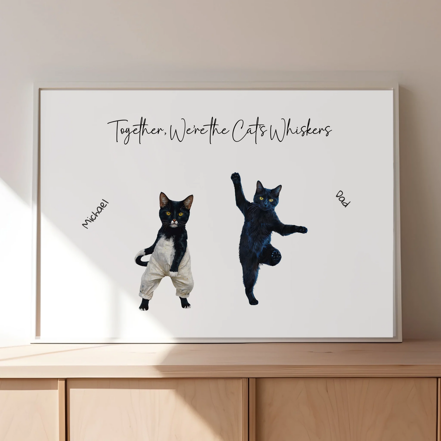 Family print with 2 to 6 dancing cats