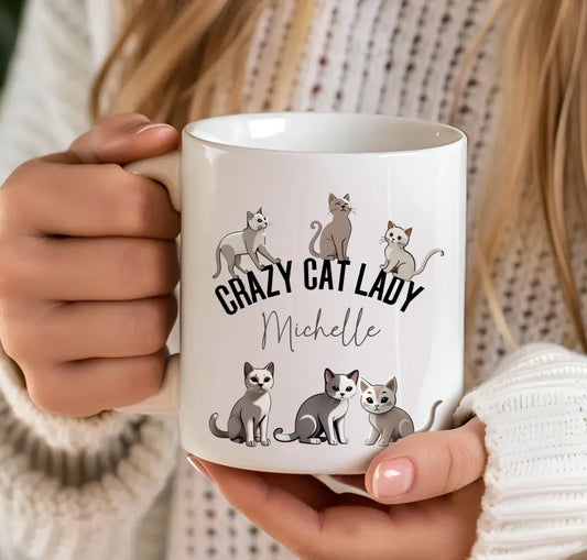 Personalised Crazy Cat Lady Mug