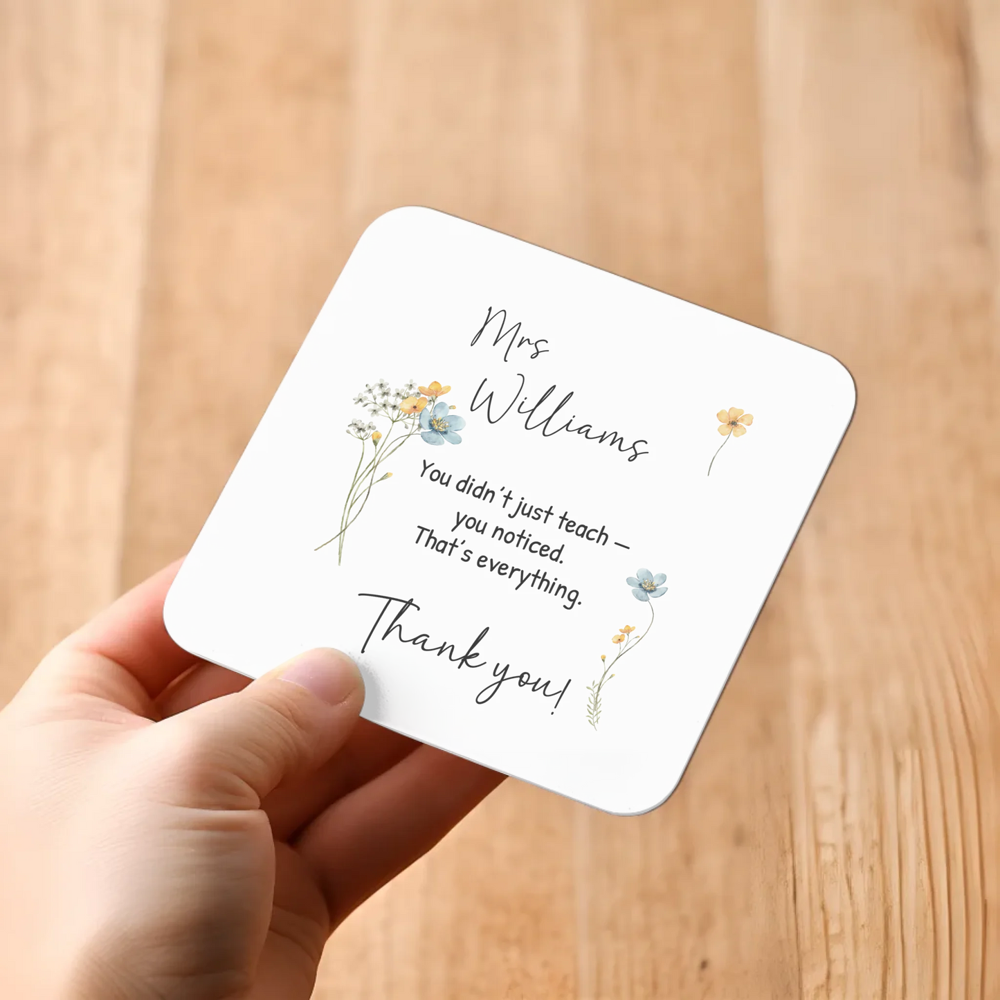 Thank you teacher gift coaster with custom name option