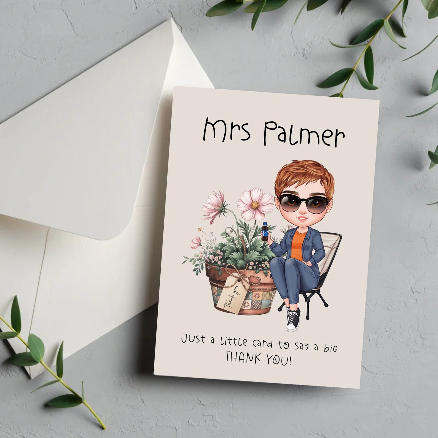 Personalised chibi-style greeting card UK