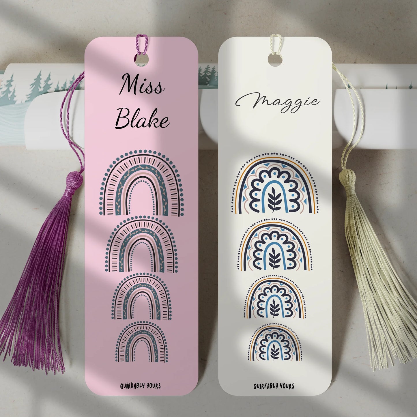 Personalised rainbow bookmark with custom name