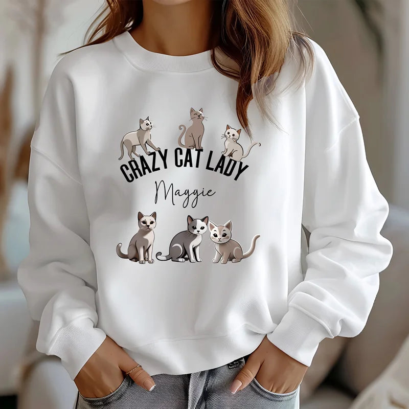 Personalised Crazy Cat Lady jumper with name and cats