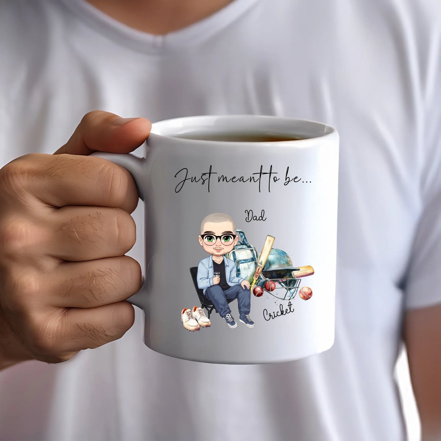 Cricket-themed gift mug for dad or name