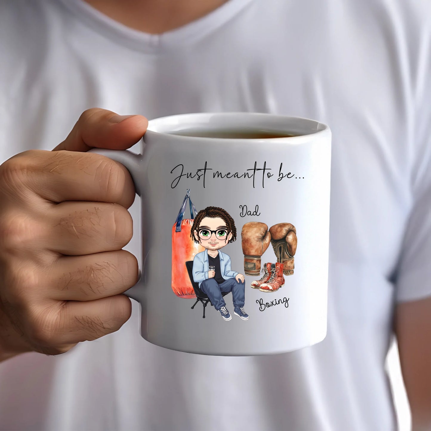boxing chibi character mug