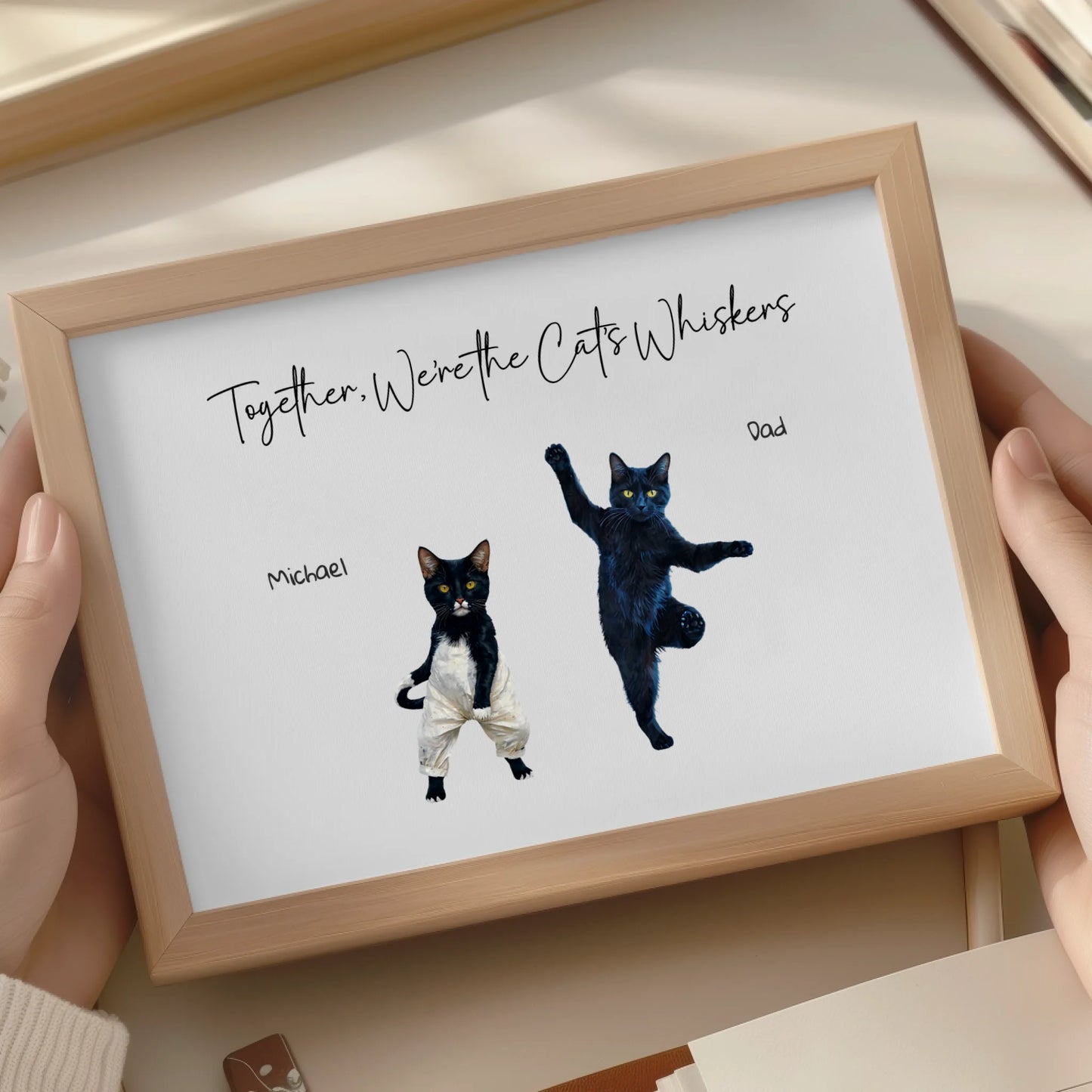 Custom cat family artwork with names